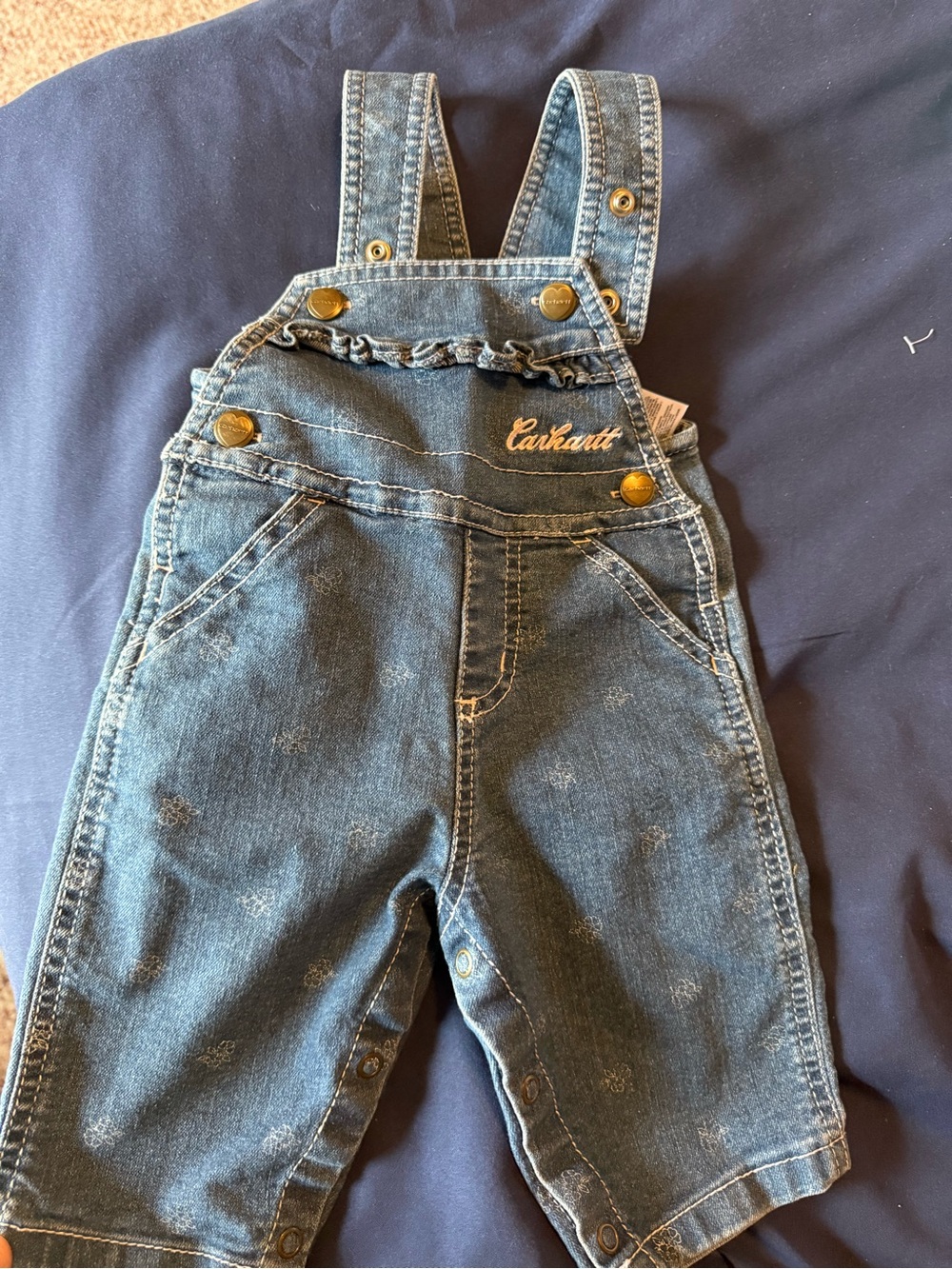 Carhartt Kids Denim Overalls in Dark Blue Wash